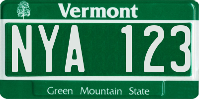 VT license plate NYA123
