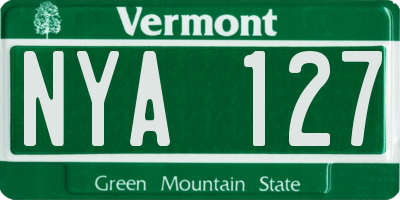 VT license plate NYA127