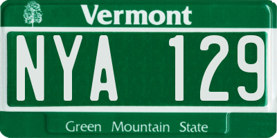 VT license plate NYA129