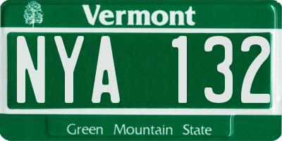 VT license plate NYA132