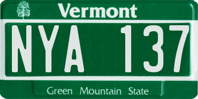 VT license plate NYA137