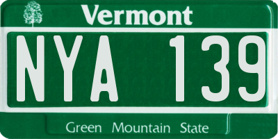 VT license plate NYA139