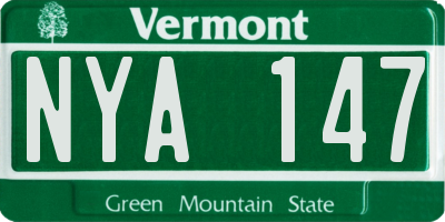 VT license plate NYA147