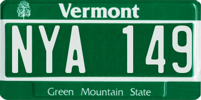 VT license plate NYA149
