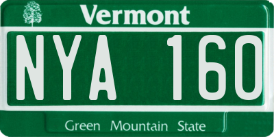 VT license plate NYA160