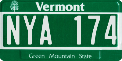 VT license plate NYA174