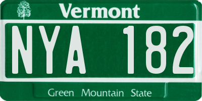 VT license plate NYA182