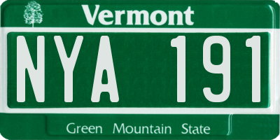 VT license plate NYA191