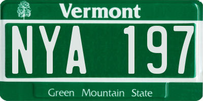 VT license plate NYA197
