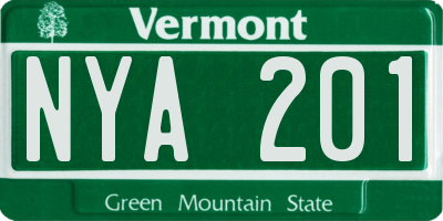 VT license plate NYA201