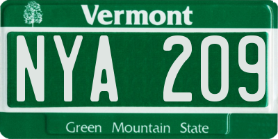 VT license plate NYA209
