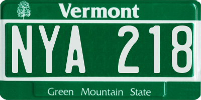 VT license plate NYA218