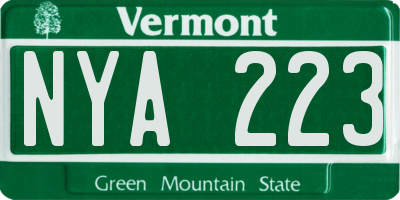 VT license plate NYA223