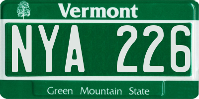 VT license plate NYA226