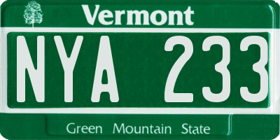 VT license plate NYA233