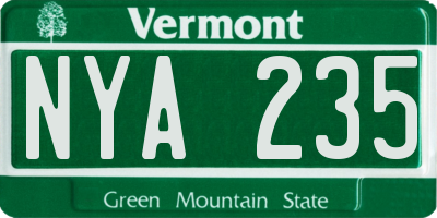 VT license plate NYA235