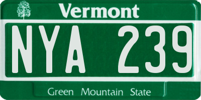 VT license plate NYA239