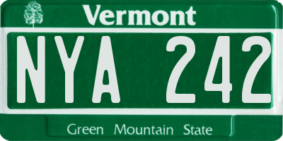 VT license plate NYA242