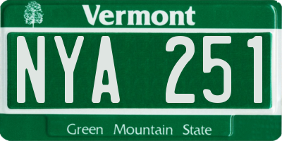 VT license plate NYA251