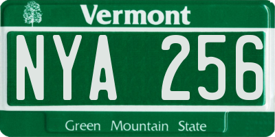 VT license plate NYA256