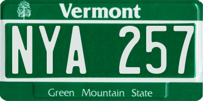 VT license plate NYA257