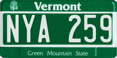 VT license plate NYA259