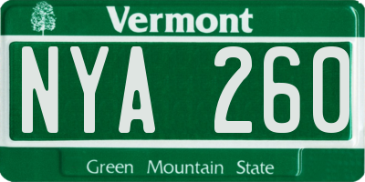 VT license plate NYA260