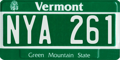VT license plate NYA261
