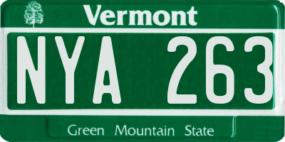 VT license plate NYA263