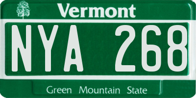 VT license plate NYA268
