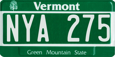 VT license plate NYA275