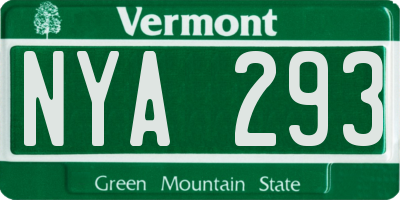 VT license plate NYA293