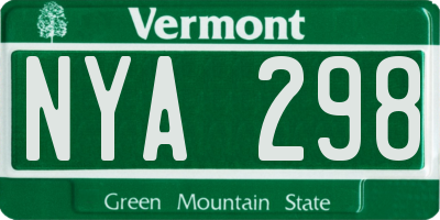 VT license plate NYA298