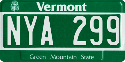 VT license plate NYA299
