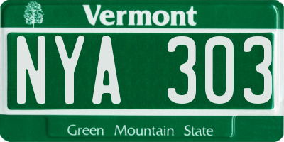 VT license plate NYA303