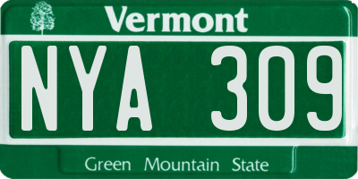 VT license plate NYA309