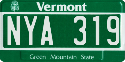 VT license plate NYA319