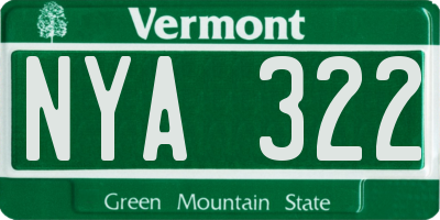 VT license plate NYA322