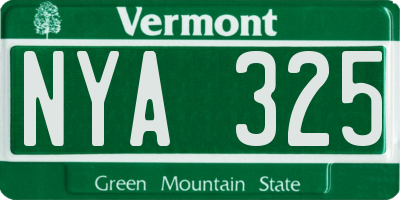 VT license plate NYA325