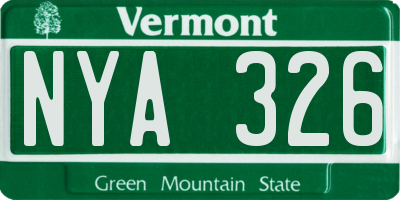 VT license plate NYA326