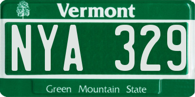 VT license plate NYA329