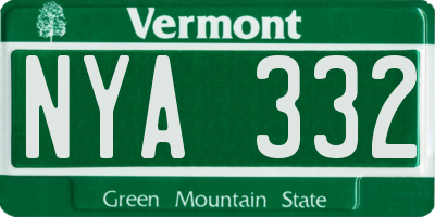 VT license plate NYA332