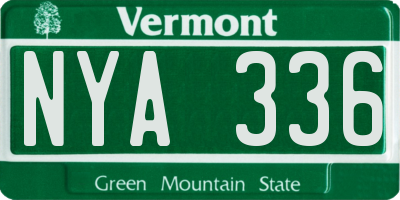 VT license plate NYA336