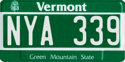 VT license plate NYA339