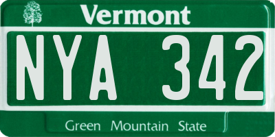 VT license plate NYA342