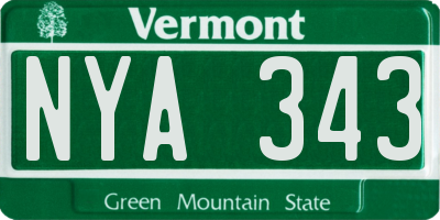 VT license plate NYA343