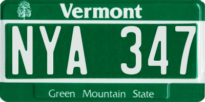 VT license plate NYA347