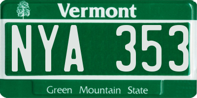 VT license plate NYA353
