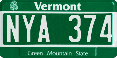 VT license plate NYA374