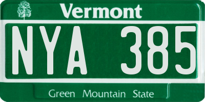 VT license plate NYA385